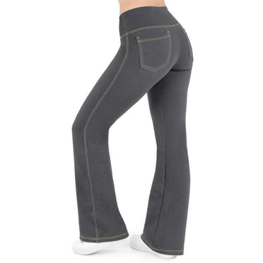 Nirlon Crossover Bootcut Jeggings For Women - Flare Leggings For Women Tummy Control, Regular And Plus Size Jeggings (L 32", Grey Jeans)