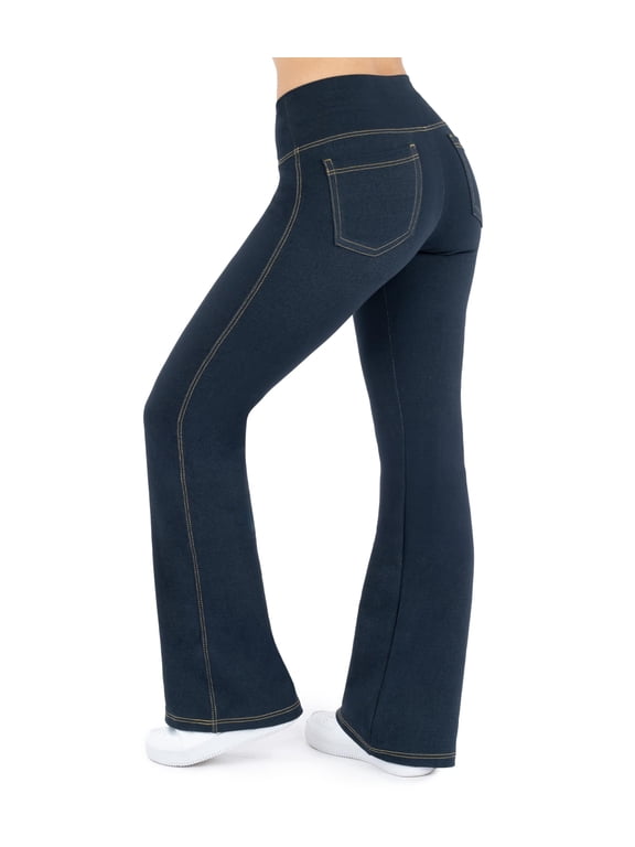 Crossover Bootcut Jeggings For Women - Flare Leggings For Women Tummy Control, Regular And Plus Size Jeggings (XL 28", Jeans)