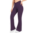 thumbnail image 1 of Nirlon Crossover Flare Leggings For Women - Regular & Plus Size Flare Pants High Waisted Wide Yoga Pants (14 34", Purple), 1 of 6