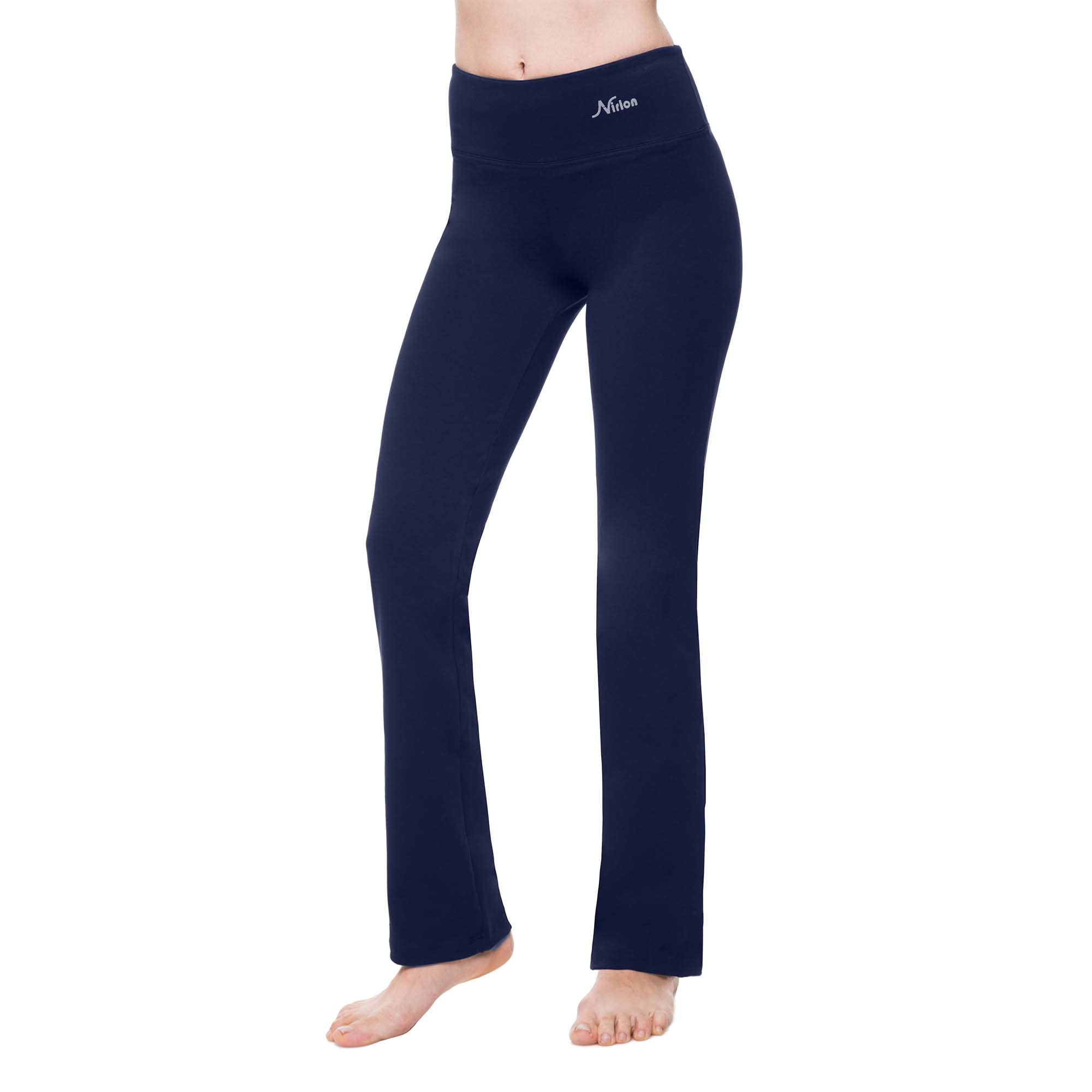 Nirlon Straight Leg Yoga Pants With Pockets - High Waisted Leggings For  Women 