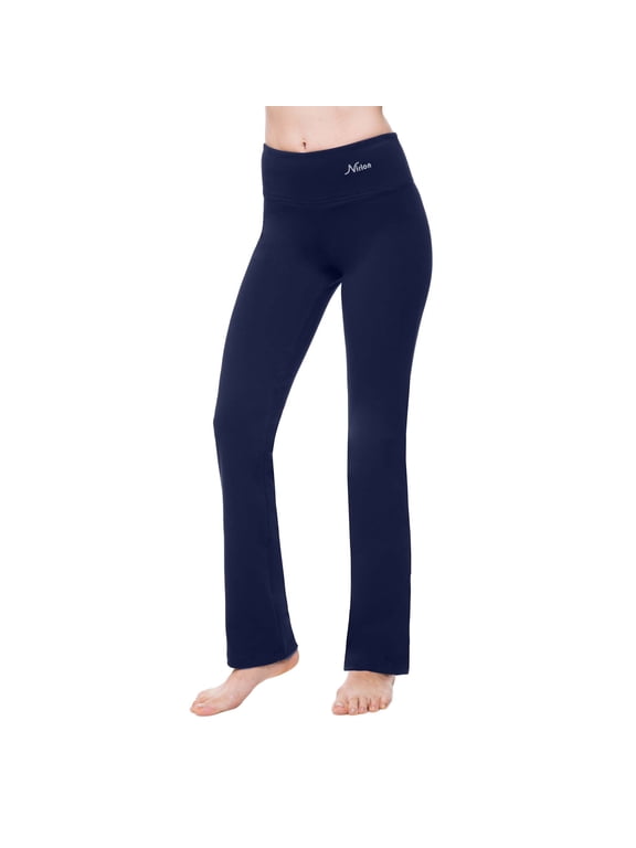 Straight Leg Yoga Pants For Women - High Waisted Workout Leggings