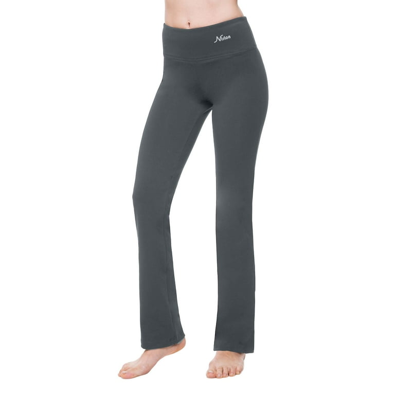 Nirlon Straight Leg Yoga Pants For Women - High Waisted Workout Leggings