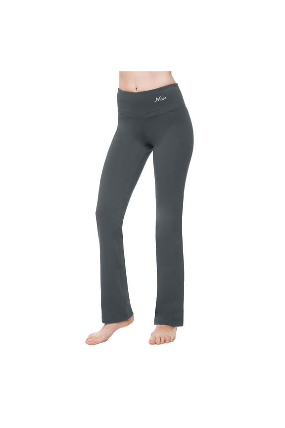 Straight Leg Yoga Pants For Women - High Waisted Workout Leggings