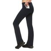 Straight Leg Yoga Pants With Pockets - High Waisted Leggings For Women