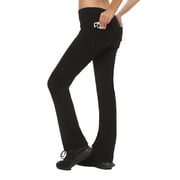 Nirlon Straight Leg Yoga Pants With Pockets - High Waisted Leggings For Women