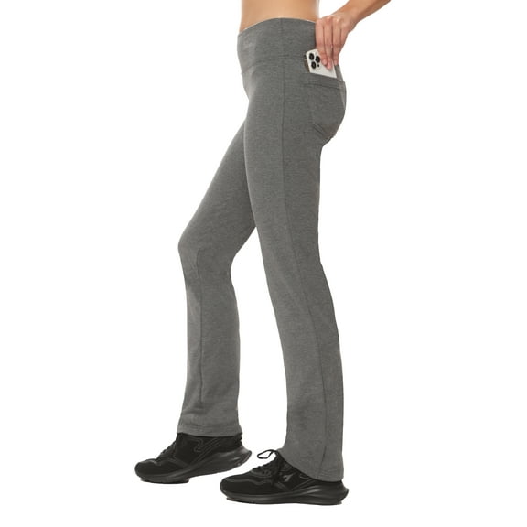 Nirlon Straight Leg Yoga Pants With Pockets - High Waisted Leggings For Women