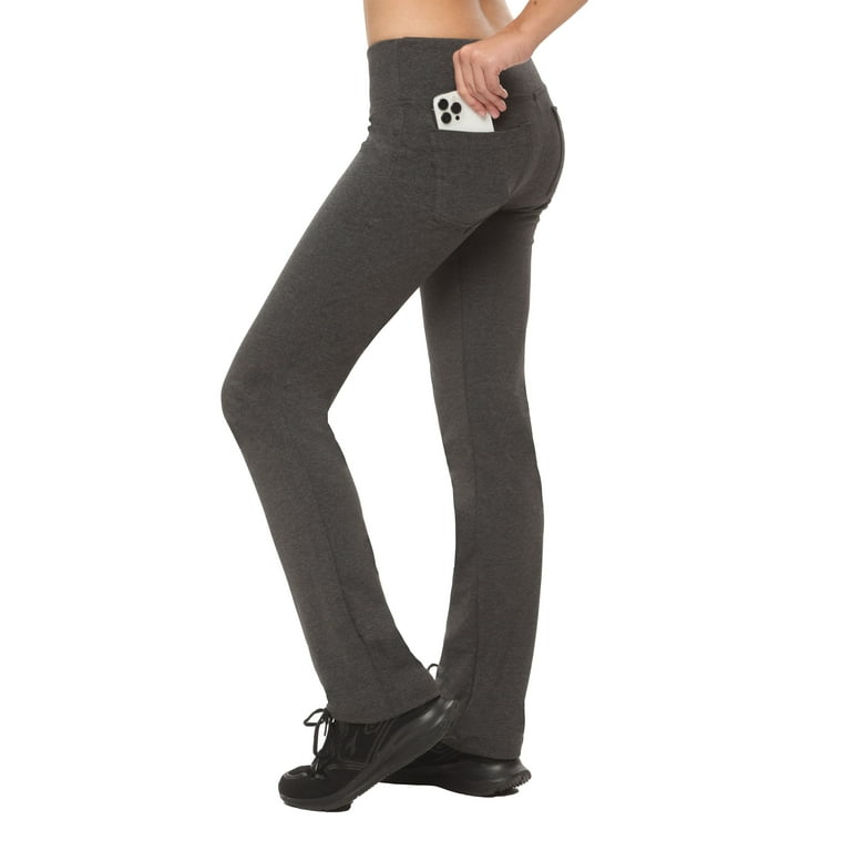 Nirlon Straight Leg Yoga Pants With Pockets - High Waisted Leggings For  Women