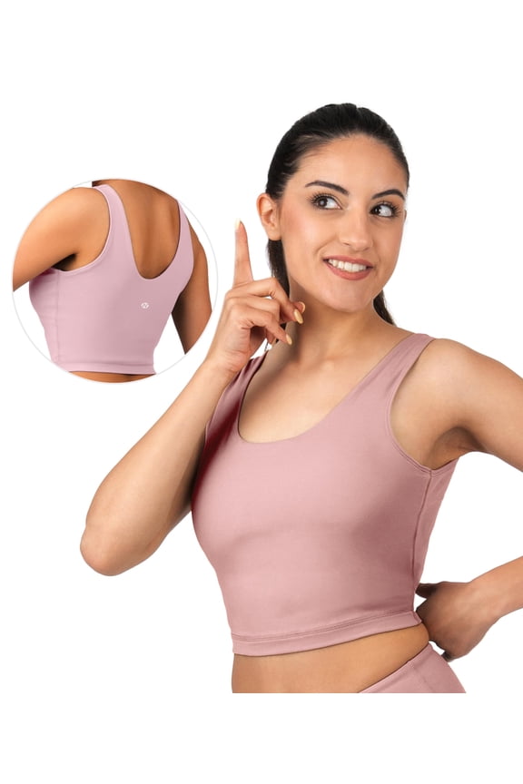 U Tank Top Sports Bra - Nirlux Womens Tops & Sports Bras for Women - Light Cups, Scoop Neck Workout Tops for Women (Lilas, 8)