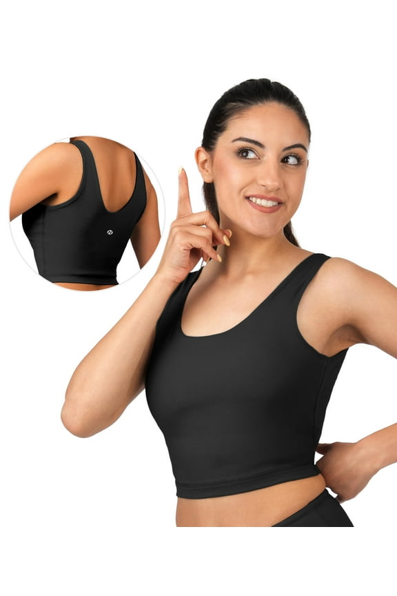 Y Back Adjustable Sports Bras For Women - Nirlux Camisole Sports Bra, Stretchy Womens Tops Soft Workout Tops For Women (Black, 10)