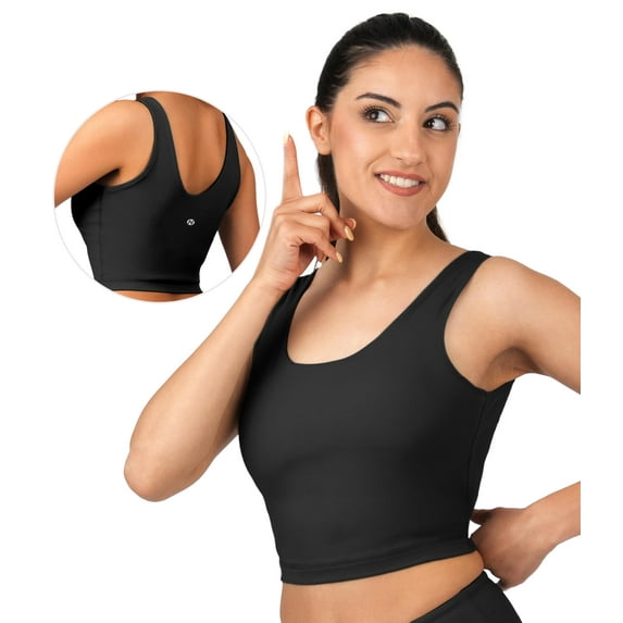 Nirlon Y Back Adjustable Sports Bras For Women - Nirlux Camisole Sports Bra, Stretchy Womens Tops Soft Workout Tops For Women (Black, 10)