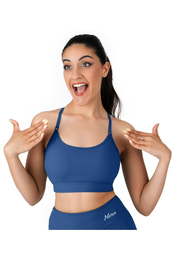 Y Back Adjustable Sports Bras For Women - Nirlux Camisole Sports Bra, Stretchy Womens Tops Soft Workout Tops For Women (Navy, 4)