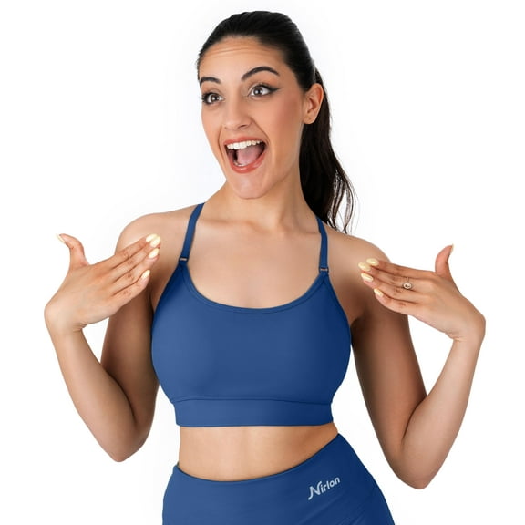Nirlon Y Back Adjustable Sports Bras For Women - Nirlux Camisole Sports Bra, Stretchy Womens Tops Soft Workout Tops For Women (Navy, 6)