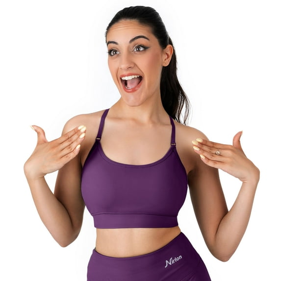 Nirlon Y Back Adjustable Sports Bras For Women - Nirlux Camisole Sports Bra, Stretchy Womens Tops Soft Workout Tops For Women (Purple, 6)