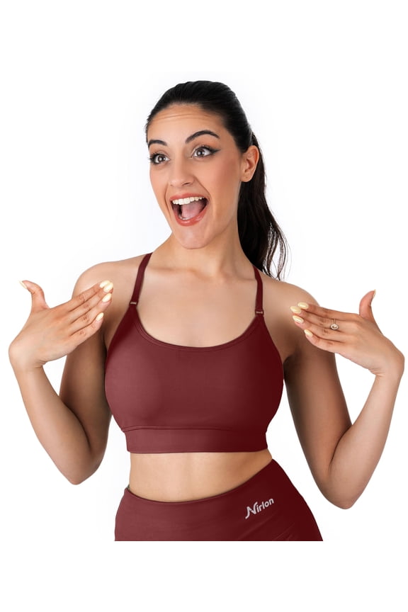 Y Back Adjustable Sports Bras For Women - Nirlux Camisole Sports Bra, Stretchy Womens Tops Soft Workout Tops For Women (Rio Red, 8)