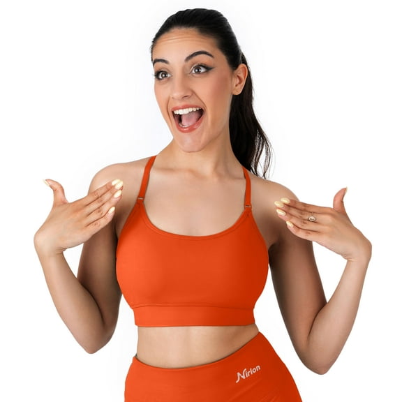 Nirlon Y Back Adjustable Sports Bras For Women - Nirlux Camisole Sports Bra, Stretchy Womens Tops Soft Workout Tops For Women (Tango, 8)