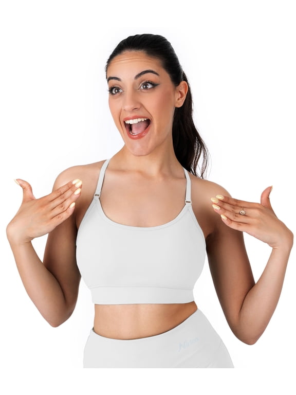 Y Back Adjustable Sports Bras For Women - Nirlux Camisole Sports Bra, Stretchy Womens Tops Soft Workout Tops For Women (White, 12)