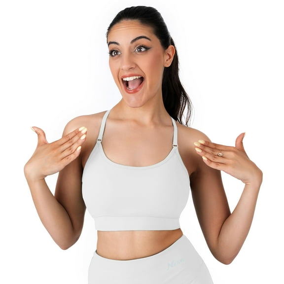Nirlon Y Back Adjustable Sports Bras For Women - Nirlux Camisole Sports Bra, Stretchy Womens Tops Soft Workout Tops For Women (White, 8)