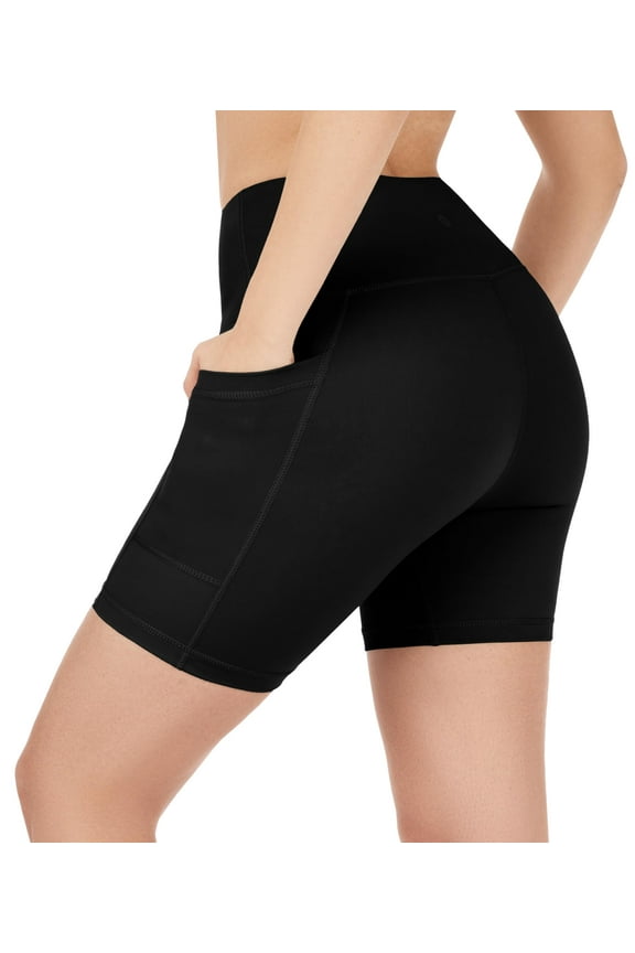 Nirlux Womens Biker Shorts With Pockets-Yoga Shorts For Women Regular & Plus Size For Gym & Yoga Size 10, 6" Inseam, Black