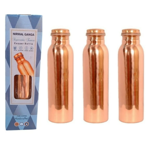 Nirmal Ganga Copper Bottle for Water 1 Lit. pack of 3