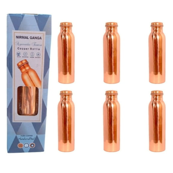 Nirmal Ganga Copper Bottle for Water 1 Lit. pack of 6