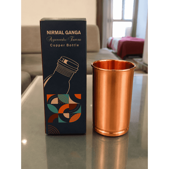 Nirmal Ganga Copper Glass for Drinking Serving Water-250ML-Pack of 1