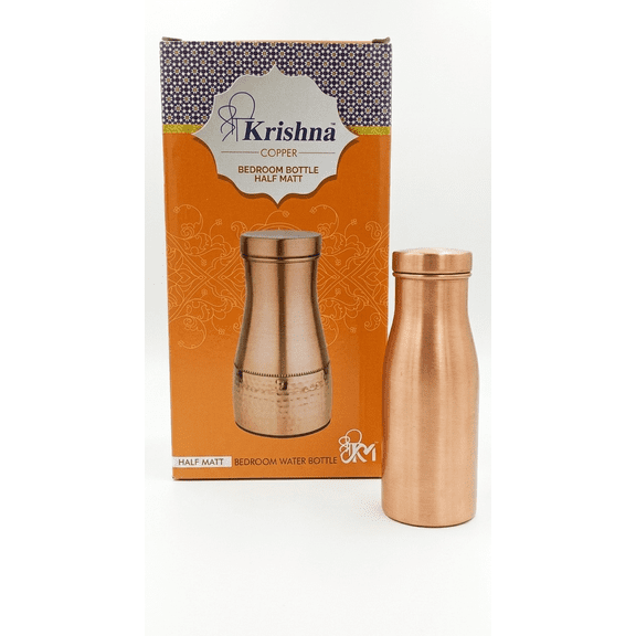Nirmal Ganga Krishna Pure Copper Bedside Carafe with Tumbler 1 Liter (Pack of 1), Elegant Bedroom Water Set, Premium Export Quality