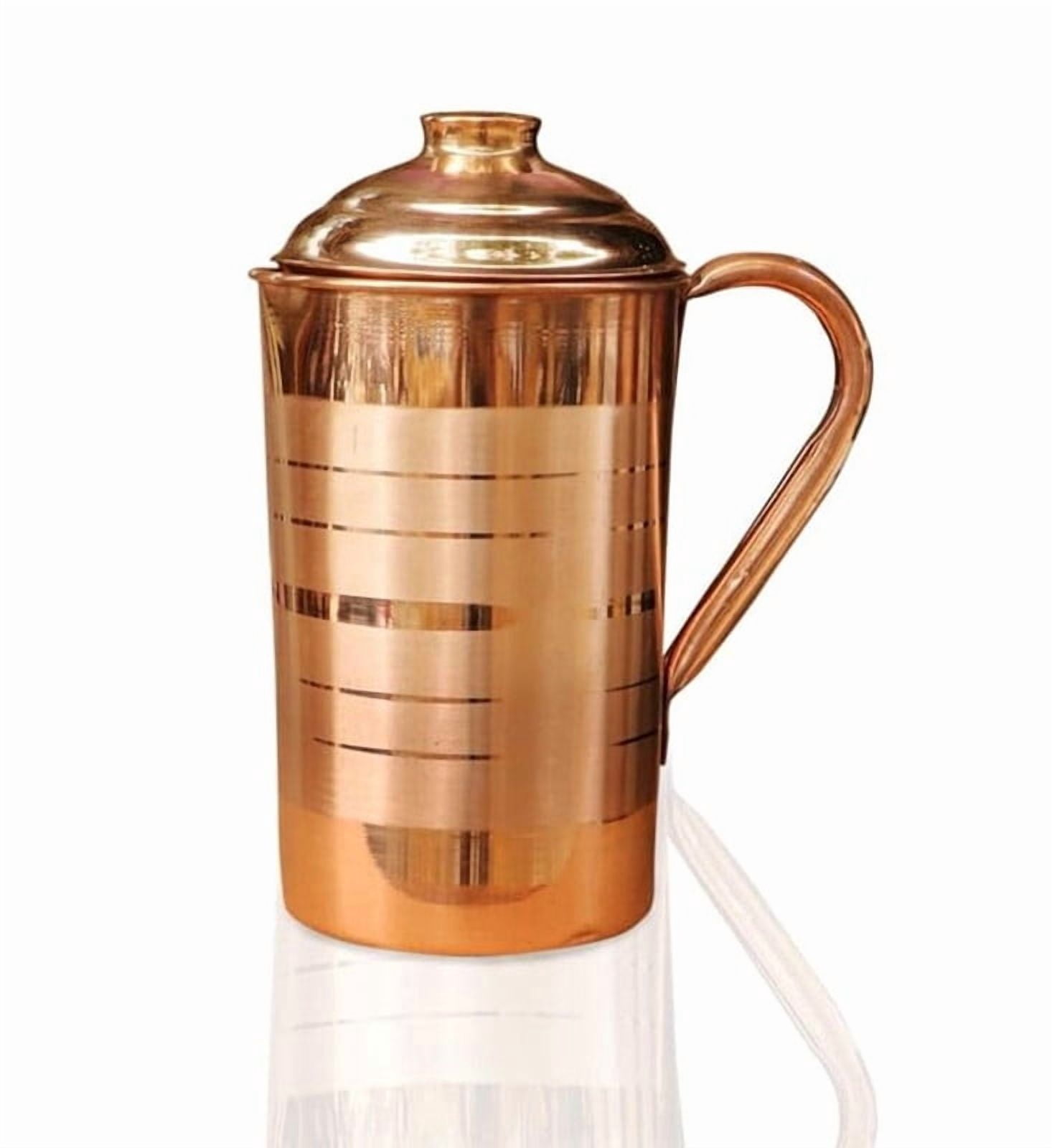 Nirmal Ganga Pure Copper Water Jug with Brass Knob Lid – 1500 ML, Luxury Design Pitcher, Premium Export Quality (Pack of 1)