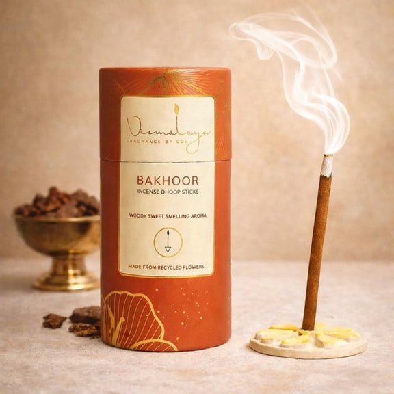 Nirmalaya Premium Incense Bakhoor Dhoop Sticks | 40 Bambooless Incense sticks + Free Stand | Made from Sacred Temple Flowers | Charcoal Free | Long Burning Natural Fragrance