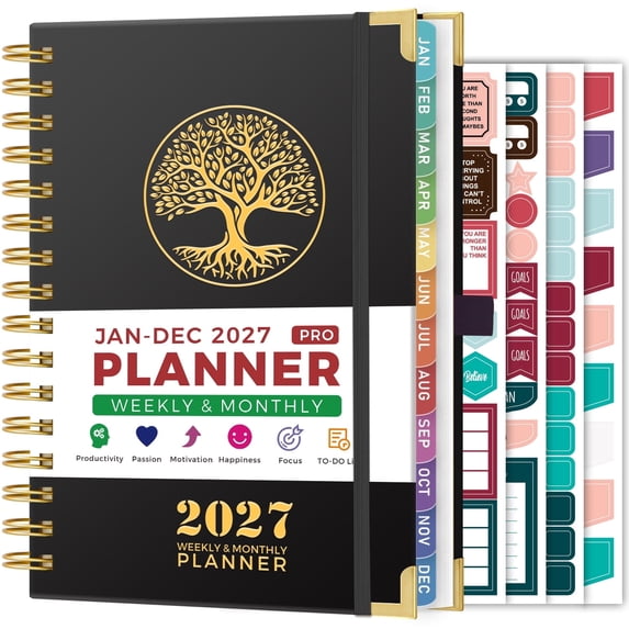 Nirmiro 2027 Weekly & Monthly Planner, Jan 2027 – Dec 2027, Hardcover ...