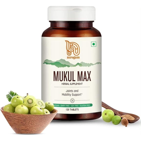 Nirogam Mukul Max Joint Support Supplement - Natural Pills for Back & Muscle Pain - 120 Herbal Tablets