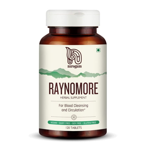 Nirogam Raynomore Supplement | Support for Blue & Yellow Hands Due to Cold Weather | 120 Herbal Tablets