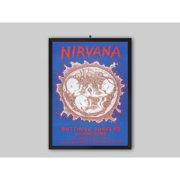 Nirvana 1993 In Utero Era Oakland Concert Poster, Rare Vintage Music Wall Art Print