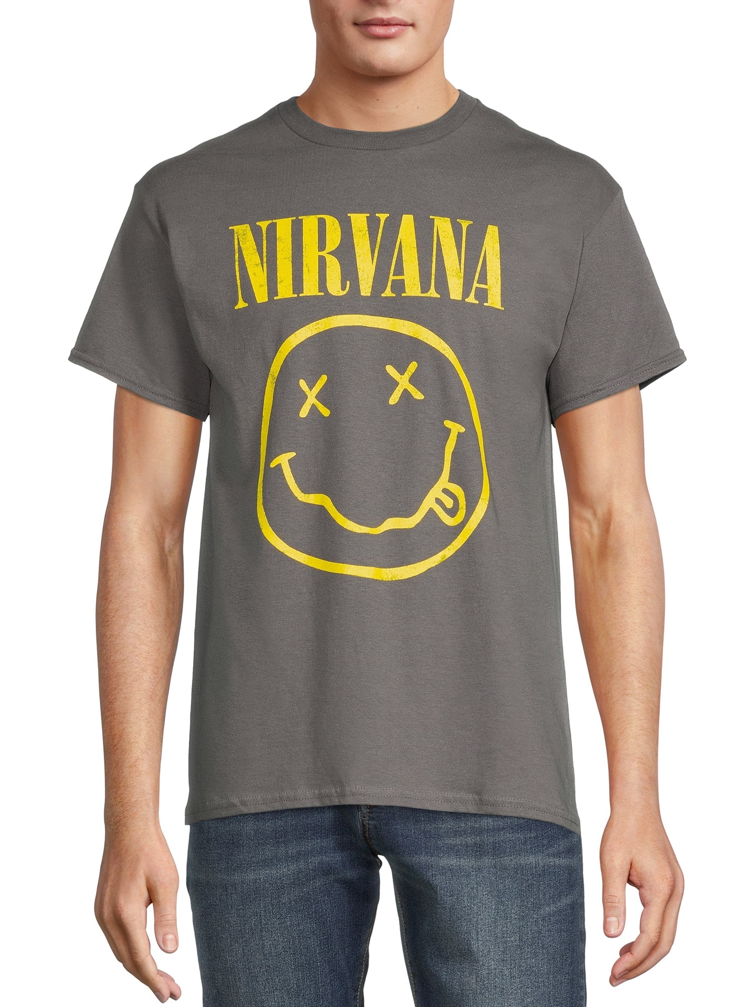 Nirvana All Gender Smiley Logo Graphic Tee Shirt, Men's Nirvana All Gender Smiley Logo Graphic Tee Shirt, Men's