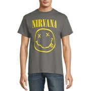 Nirvana All Gender Smiley Logo Graphic Tee Shirt, Mens Sizes S-3XL
