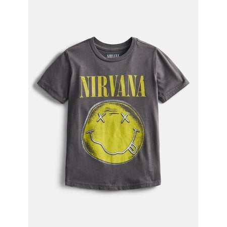 Nirvana Boys' Front Back Graphic Tour Tee with Short Sleeves, Sizes 4-18