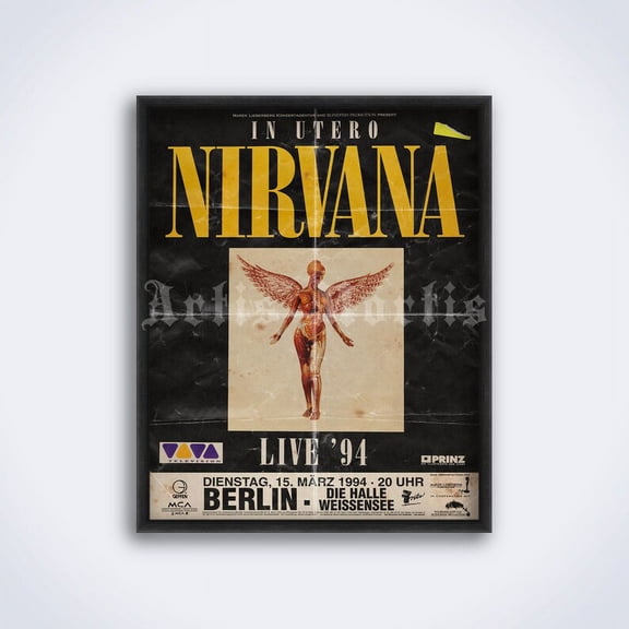 Nirvana In Utero 1994 Germany Tour Poster, Canceled Concert Kurt Cobain Wall Art Print