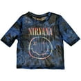 thumbnail image 1 of Nirvana Ladies Crop Top: Pastel Happy Face (Mesh) (X-Large), 1 of 3