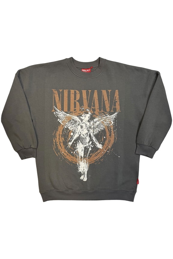 Nirvana Ladies Unplugged Sweatshirt: In Utero Angel Circle (Grey)
