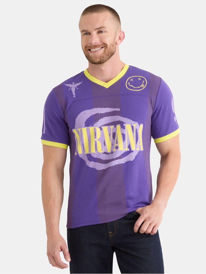 Nirvana Men's and Big Men's Graphic Mesh Football Jersey Style