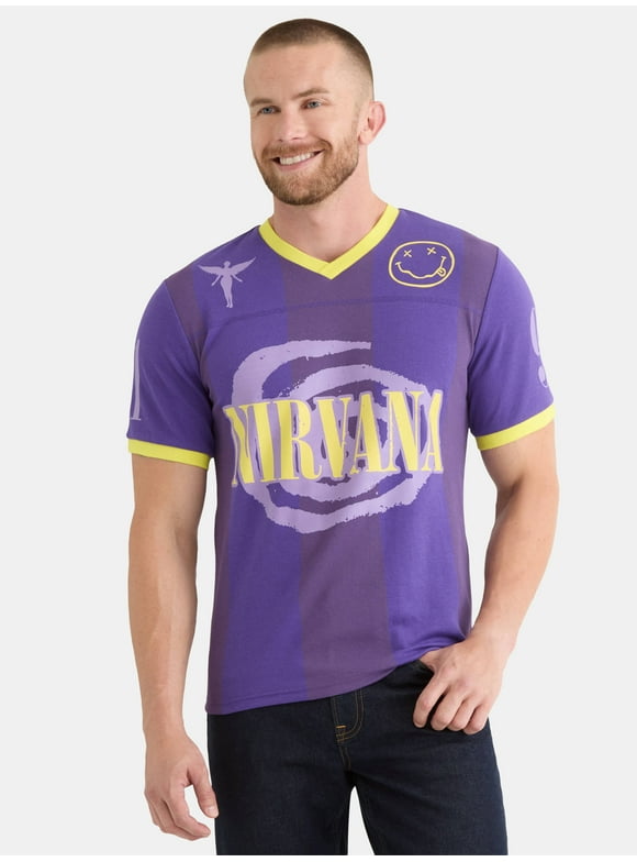 Men’s and Big Men's Graphic Mesh Football Jersey Style Shirt, Sizes XS-3XL