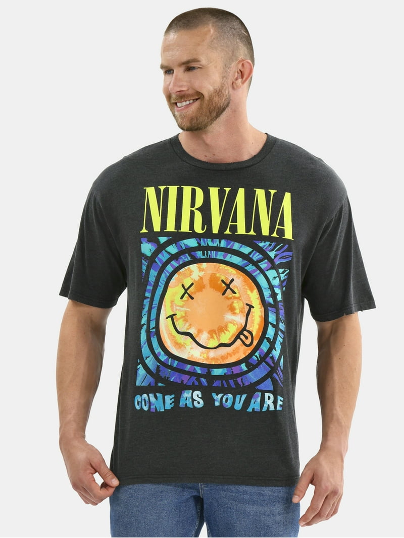 Nirvana Men's & Big Men's Smiley Tie Dye Graphic Tee, Sizes