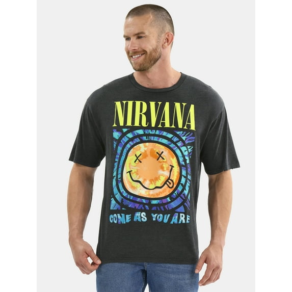 Nirvana Men’s & Big Men’s Smiley Tie Dye Graphic Tee, Sizes XS-3XL