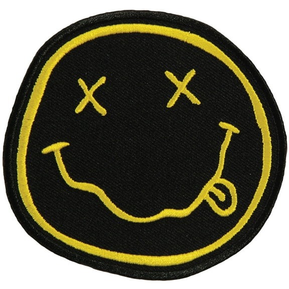 Nirvana Men's Smiley Face Embroidered Patch Black