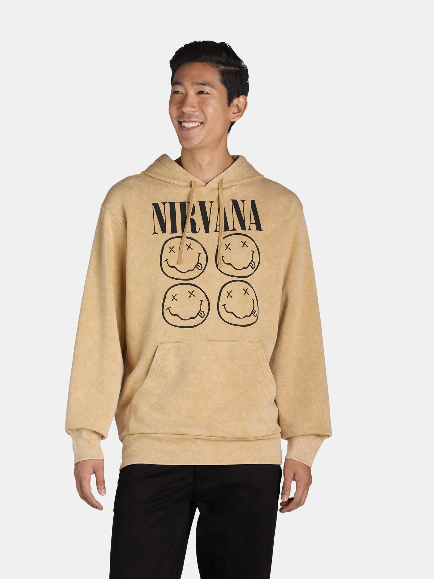 Nirvana men's Tan Oak Hoodie - Rock n Roll Style - Walmart.com