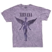 Nirvana Official Merchandise Utero Angel Distressed Vintage Acid Wash T-Shirt (Large, Purple Vintage Wash)