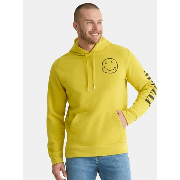 Nirvana Men's & Big Men's Smiley Graphic Pullover Hoodie Sweatshirt, Sizes XS-3XL