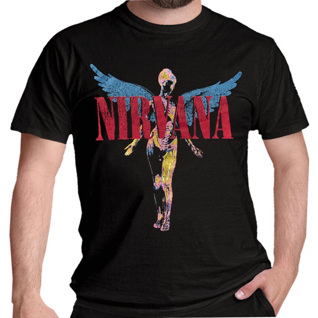 Nirvana T Shirt In Utero OFFICIAL Angelic Kurt Cobain Black Grunge New S5XL