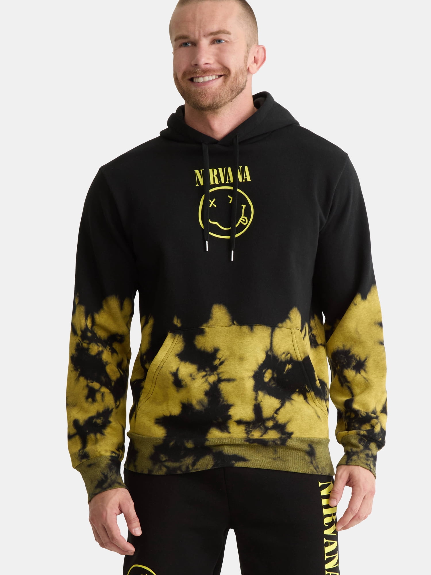 Nirvana Men's & Big Men's Tie-Dye Graphic Pullover Hoodie Sweatshirt, Sizes XS-3XL