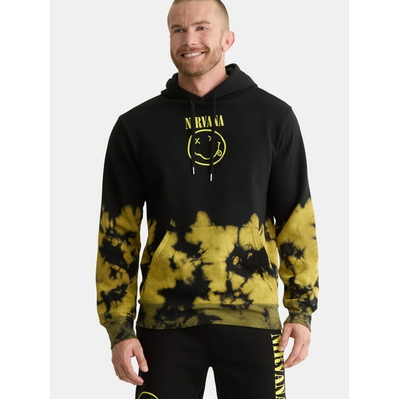 Nirvana Men's & Big Men's Tie-Dye Graphic Pullover Hoodie Sweatshirt, Sizes XS-3XL