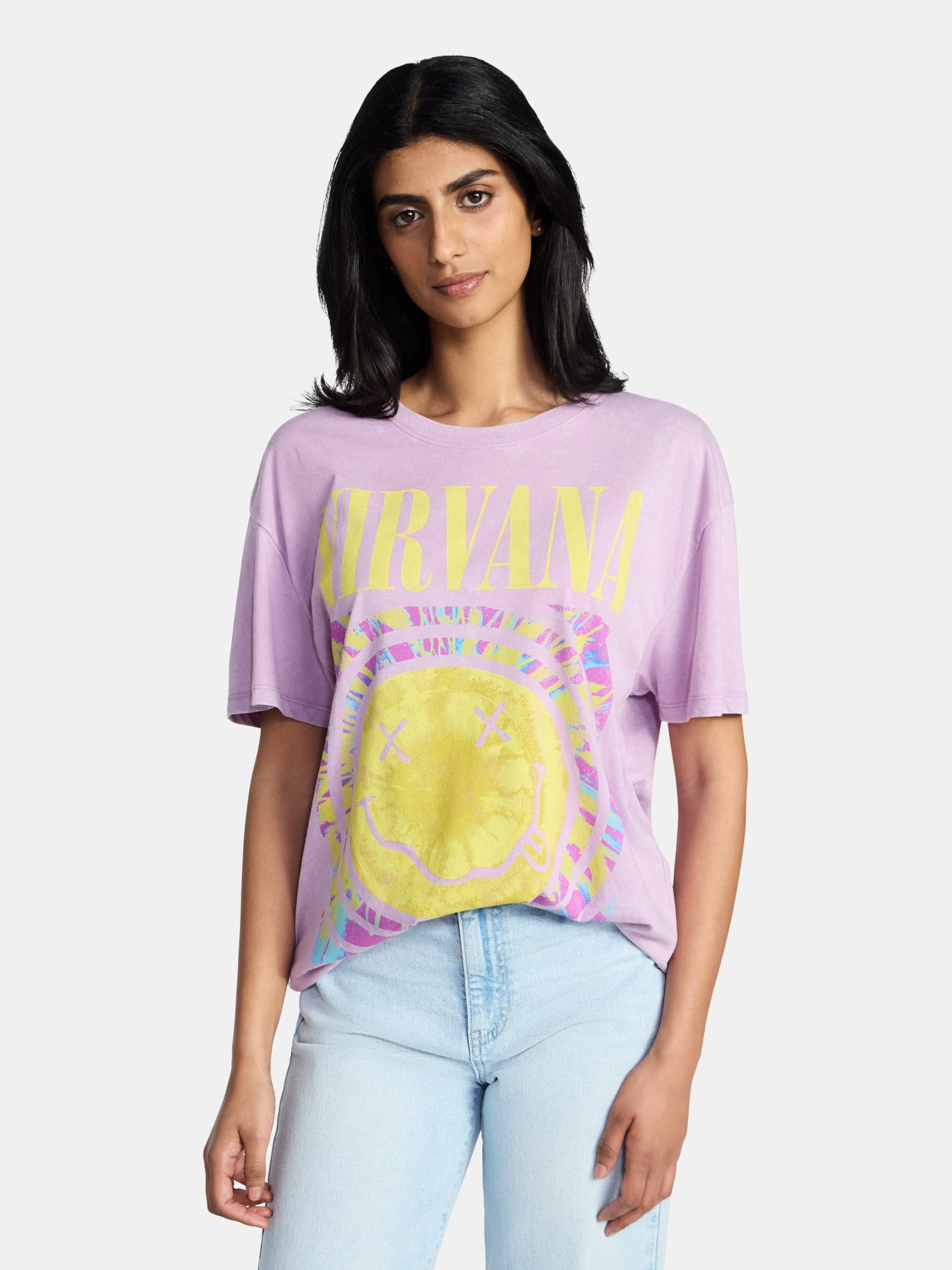 Nirvana Women's Graphic Print Tour Tee with Short Sleeves, Sizes XXS-XXL